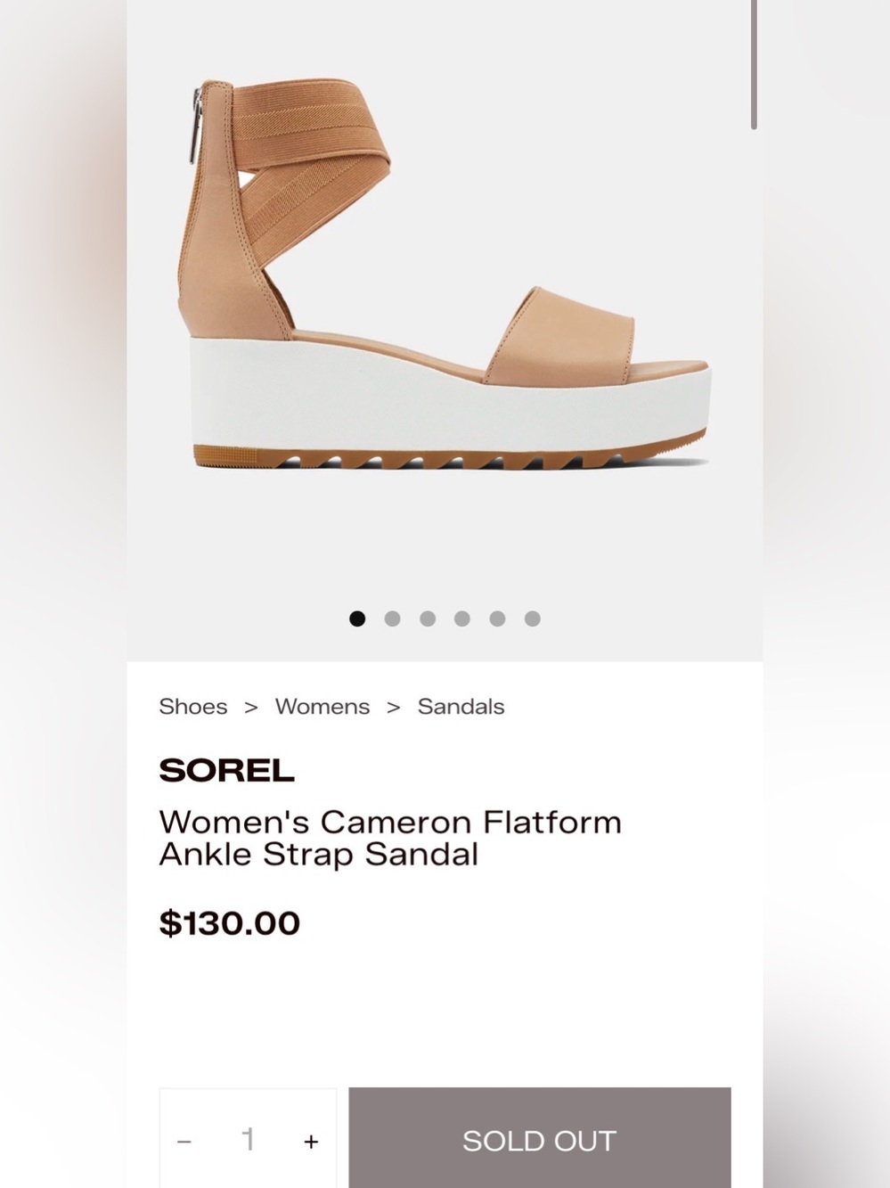 Sorel Cameron Tan Leather Elastic Ankle Strap Sandal Size 8.5- Code 1371 - Picture 6 of 6